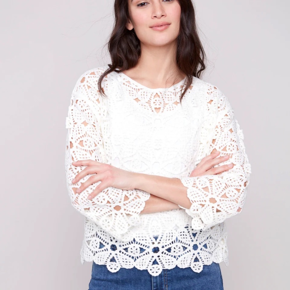 Elegant White Crochet Women's Top